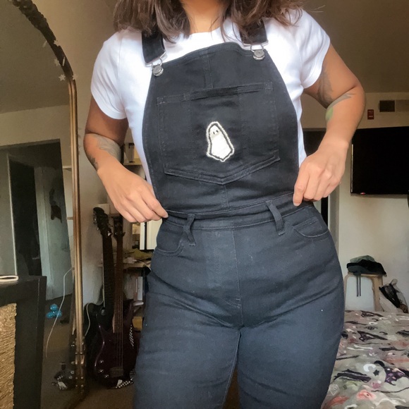 Black Levi’s Skinny Denim Overalls Size W29” - Picture 2 of 7